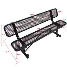 Load image into Gallery viewer, 6 ft. Outdoor Steel Bench with Backrest BLACK