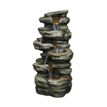 Load image into Gallery viewer, 5-Tier Rock Water Fountain with LED Rockery Cascading Outdoor Waterfall Fountain