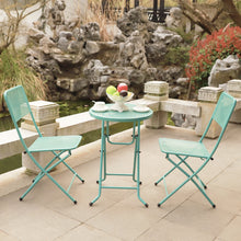 Load image into Gallery viewer, 3-Piece Patio Bistro Set, Metal Folding Outdoor Patio Furniture Sets, Stainless Steel Patio Conversation Set with Folding Patio Round Table and Chairs for Yard, Garden or Balcony