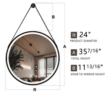 Load image into Gallery viewer, 24 Inch Black Round Frame with Lamp Hanging Bathroom Mirror