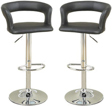 Load image into Gallery viewer, Bar Stool Counter Height Chairs Set of 2 Adjustable Height Kitchen Island Stools Black PVC / Faux Leather