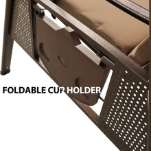 Load image into Gallery viewer, 2-Seat Outdoor Patio Porch Swing Chair, Adjustable Canopy Swing Glider with Weather Resistant Steel Frame, Adjustable Tilt Canopy,Removable Cushions and Pillow Included for Backyard,Beige