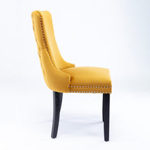 Load image into Gallery viewer, A&A Furniture,Upholstered Wing-Back Dining Chair with Backstitching Nailhead Trim and Solid Wood Legs,Set of 2, Gold