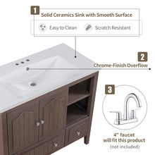 Load image into Gallery viewer, 36" Single Bathroom Vanity Top with White Basin, 3-Faucet Holes, Ceramic