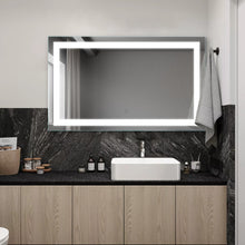 Load image into Gallery viewer, LED Lighted Bathroom Wall Mounted Mirror with High Lumen+Anti-Fog Separately Control+Dimmer Function