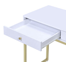 Load image into Gallery viewer, ACME Coleen Vanity Desk in White & Brass Finish AC00891