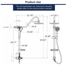 Load image into Gallery viewer, Shower System with Rain Showerhead, 5-Function Hand Shower, Adjustable Slide Bar and Soap Dish, Brushed Nickel Finish