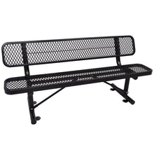 Load image into Gallery viewer, 6 ft. Outdoor Steel Bench with Backrest BLACK