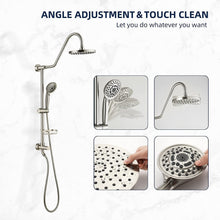 Load image into Gallery viewer, Shower System with Rain Showerhead, 5-Function Hand Shower, Adjustable Slide Bar and Soap Dish, Brushed Nickel Finish