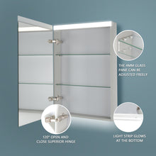 Load image into Gallery viewer, 20\'\'x 30\'\'LED Lighted Bathroom Medicine Cabinet with Mirror, Surface Lighted Medicine Cabinet,Dimmable,Adjustable Shelves,Intelligent Switch Medicine Cabinet, Aluminum Frame,Left opening door