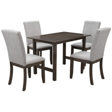 Load image into Gallery viewer, TOPMAX Farmhouse 5-Piece Wood Dining Table Set for 4, Kitchen Furniture Set with 4 Upholstered Dining Chairs for Small Places, Gray Table+Gray Chair