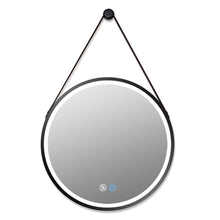 Load image into Gallery viewer, 24 Inch Black Round Frame with Lamp Hanging Bathroom Mirror