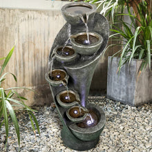 Load image into Gallery viewer, 39Inch Outdoor Garden Fountain Waterfalls 7 Floor Bowls Curved Design With LED