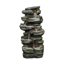 Load image into Gallery viewer, 5-Tier Rock Water Fountain with LED Rockery Cascading Outdoor Waterfall Fountain
