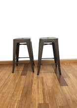 Load image into Gallery viewer, 24" Industrial Antique Rustic Distressed Metal Barstools 2 pack