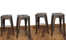 Load image into Gallery viewer, 24" Industrial Antique Rustic Distressed Metal Barstools 4pack