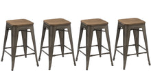 Load image into Gallery viewer, 24" Metal Vintage Rustic Distressed BarStool Handmade Wood top (Set of 4)