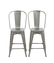 Load image into Gallery viewer, 30" Industrial Clear Metal Antique Rustic counter Bar Stool Chair High Back Set of 2
