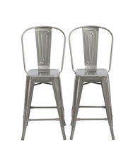 Load image into Gallery viewer, 24" Clear Metal Antique Rustic Counter height Bar Stool Chair High Back Set of 4