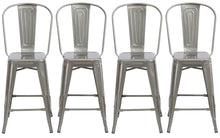 Load image into Gallery viewer, 24" Clear Metal Antique Rustic Counter height Bar Stool Chair High Back Set of 4