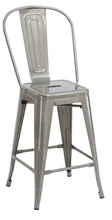 Load image into Gallery viewer, 24" Clear Metal Antique Rustic Counter height Bar Stool Chair High Back Set of 2