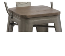 Load image into Gallery viewer, 24" Metal Antique Rustic Counter height Bar Stool Chair High Back Wood seat Set of 4