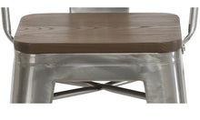 Load image into Gallery viewer, 24" Clear Metal Antique Counter height Bar Stool Chair High Back Wood seat Set of 4