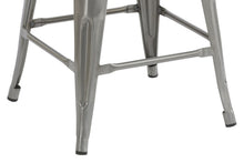 Load image into Gallery viewer, 24" Clear Metal Antique Counter height Bar Stool Chair High Back Wood seat Set of 2