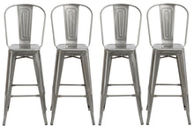 Load image into Gallery viewer, 30" Industrial Clear Metal Antique Rustic height Bar Stool Chair High Back Set of 4