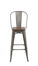 Load image into Gallery viewer, 30" Metal Antique Rustic Counter height Bar Stool Chair High Back Wood seat Set of 2