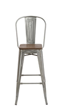 Load image into Gallery viewer, 30" Clear Metal Antique Counter height Bar Stool Chair High Back Wood seat Set of 2