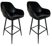Load image into Gallery viewer, 25 inch Bucket Black Faux Leather Accent Dining Bar Chair Set or 2…