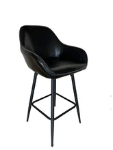 Load image into Gallery viewer, 25 inch Bucket Black Faux Leather Accent Dining Bar Chair Set or 2…