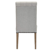 Load image into Gallery viewer, SET OF TWO High Back Tufted Parsons Upholstered Padded Dining Room Chairs Side Solid Wood-Accent Nail Trim Linen Gray