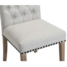 Load image into Gallery viewer, SET OF TWO High Back Tufted Parsons Upholstered Padded Dining Room Chairs Side Solid Wood-Accent Nail Trim Linen Gray