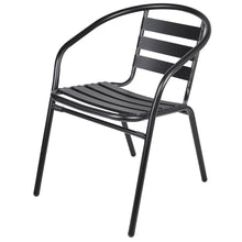 Load image into Gallery viewer, BTExpert Indoor Outdoor Set of 5 Black Restaurant Metal Aluminum Slat Stack Chairs Lightweight
