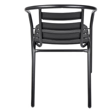 Load image into Gallery viewer, BTExpert Indoor Outdoor Set of 5 Black Restaurant Metal Aluminum Slat Stack Chairs Lightweight