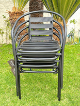 Load image into Gallery viewer, BTExpert Indoor Outdoor Set of 5 Black Restaurant Metal Aluminum Slat Stack Chairs Lightweight