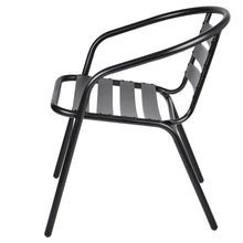 Load image into Gallery viewer, BTExpert Indoor Outdoor Set of 5 Black Restaurant Metal Aluminum Slat Stack Chairs Lightweight
