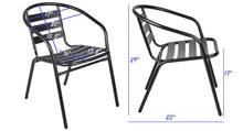 Load image into Gallery viewer, BTExpert Indoor Outdoor Set of 5 Black Restaurant Metal Aluminum Slat Stack Chairs Lightweight