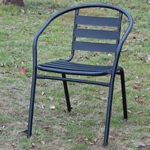 Load image into Gallery viewer, BTExpert Indoor Outdoor Set of 5 Black Restaurant Metal Aluminum Slat Stack Chairs Lightweight