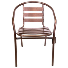 Load image into Gallery viewer, BTExpert Indoor Outdoor Set of 5 Bronze Restaurant Metal Aluminum Slat Stack Chairs Lightweight
