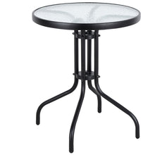 Load image into Gallery viewer, BTExpert Indoor Outdoor 23.75" Round Tempered Glass Metal Table + 3 Brown Restaurant Rattan Stack Chairs