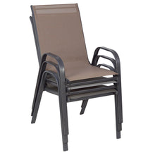 Load image into Gallery viewer, BTExpert Indoor Outdoor 4 - Set of Four Brown Restaurant Flexible Sling Stack Chairs, patio Metal Frame Chair