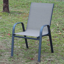 Load image into Gallery viewer, BTExpert Indoor Outdoor 23.75" Square Restaurant Table Stainless Steel Silver Aluminum + 4 Gray Flexible Sling Stack Chairs Commercial Lightweight