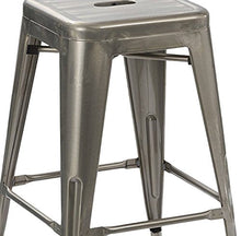 Load image into Gallery viewer, 24" Solid Modern Distressed Metal Clear Brush Counter BarStool (Set of 4)