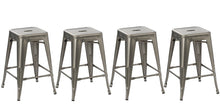 Load image into Gallery viewer, 24" Industrial Antique Clear Brush Distressed Metal BarStools (Set of Two)
