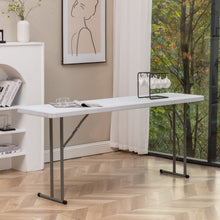 Load image into Gallery viewer, BTExpert 6-Foot - 72" long White Plastic Folding Seminar Training Table Portable 18" Wide narrow, 29" High, events indoor outdoor lightweight