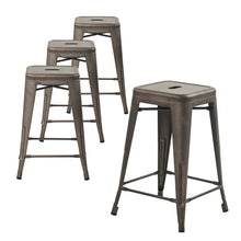 Load image into Gallery viewer, 24" Industrial Antique Rustic Distressed Metal Barstools 4pack