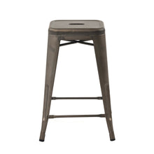 Load image into Gallery viewer, 24" Industrial Antique Rustic Distressed Metal Barstools 4pack